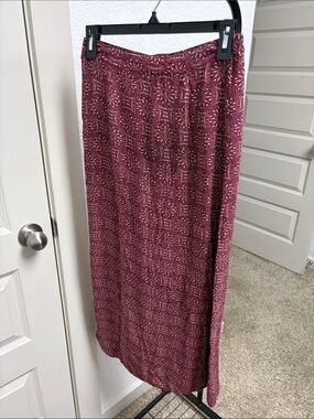 Women's Maroon Printed Maxi Skirt — Comfortable Everyday Style